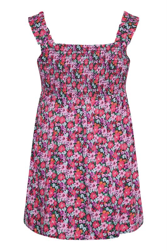 Plus Size Pink Floral Shirred Vest Top | Yours Clothing  7