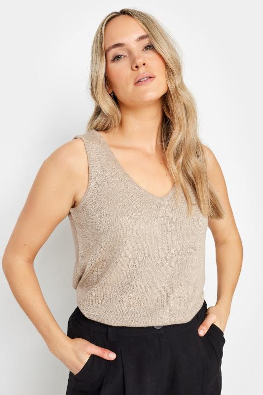LTS Tall Women's Stone Brown Knitted Vest Top | Long Tall Sally 4