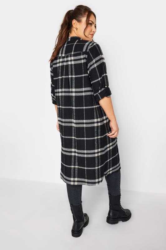 YOURS Plus Size Black Check Print Longline Shirt | Yours Clothing 3