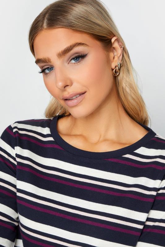 M&Co Navy Blue Stripe Long Sleeve Cotton T-Shirt | M&Co 4
