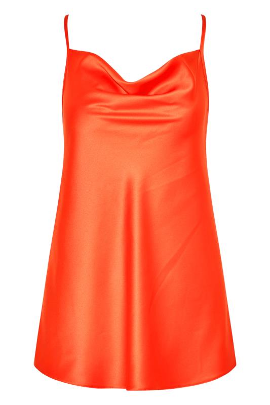 LTS Tall Women's Bright Orange Cowl Neck Satin Cami Top | Long Tall Sally 6