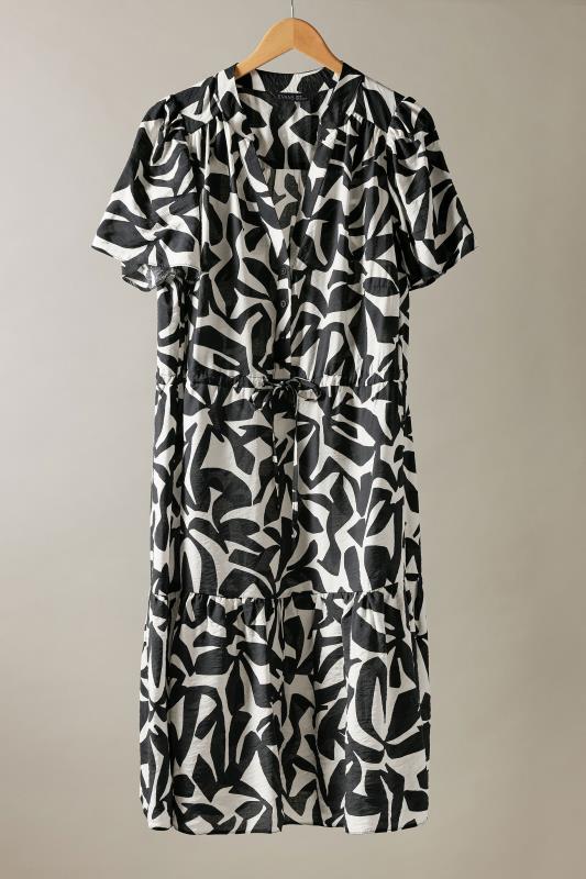 EVANS Plus Size Black Abstract Print Midi Shirt Dress | Evans  8