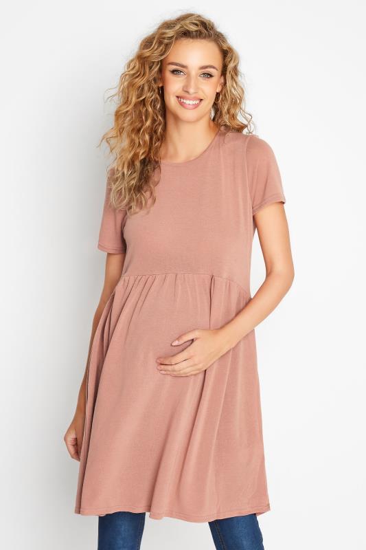 LTS Tall Maternity Pink Peplum Dress 1