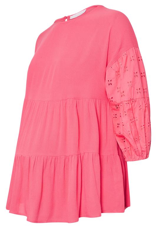BUMP IT UP MATERNITY Plus Size Pink Broderie Top | Yours Clothing 5