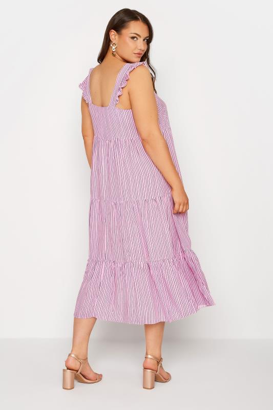YOURS LONDON Curve Pink Stripe Frill Tiered Maxi Dress 3