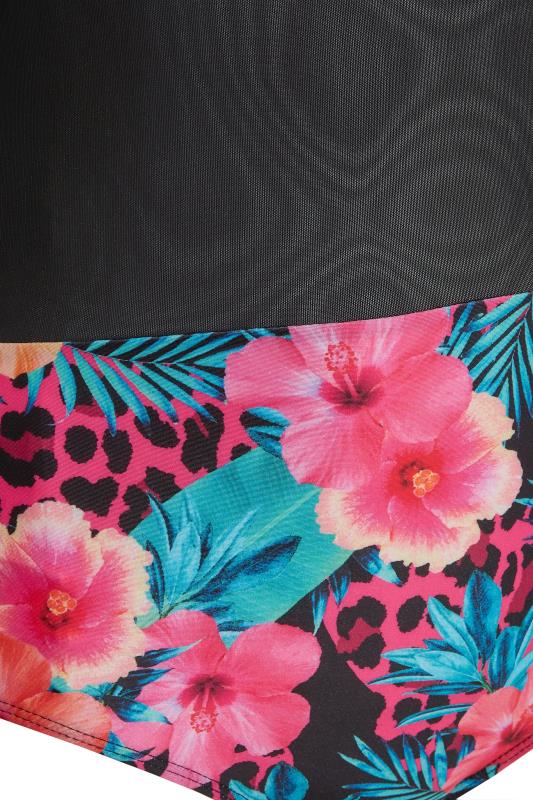Curve Black Tropical Floral Print Swim Dress_F2.jpg