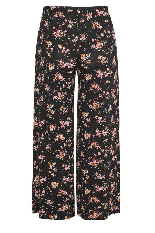 BUMP IT UP MATERNITY Plus Size Black Floral Print Wide Leg Trousers | Yours Clothing 6