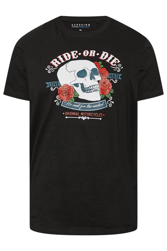 BadRhino Big & Tall Black 'Ride Or Die' Skull Print T-Shirt | BadRhino  3