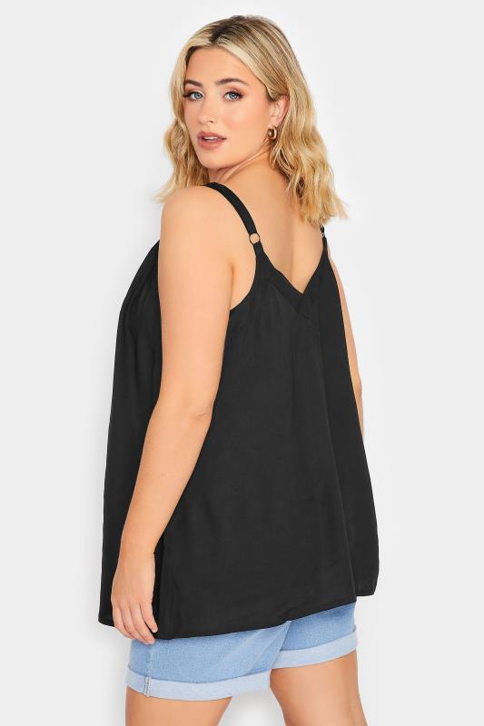 YOURS Curve Plus Size Black Button Through Cami Top | Yours Clothing  3