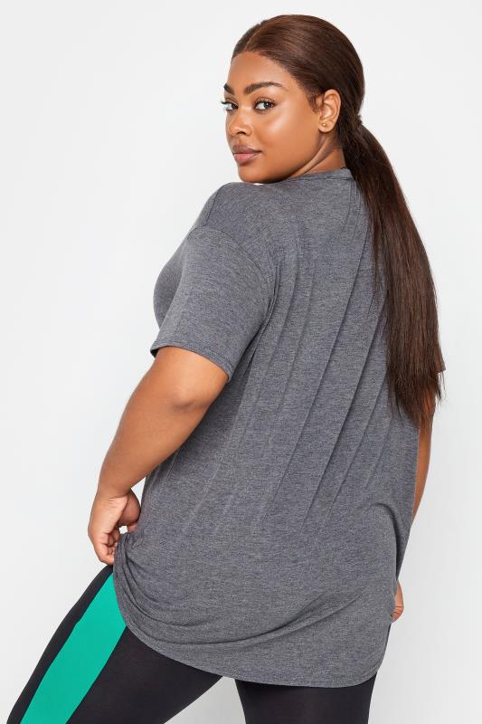 YOURS ACTIVE Plus Size Grey '#Be Yourself' Slogan Top | Yours Clothing 3