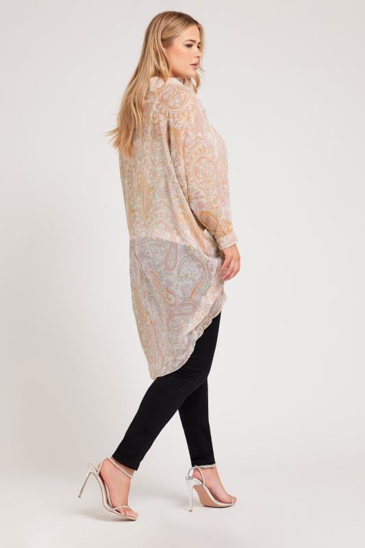 YOURS LONDON Plus Size Pink Paisley Print Longline Shirt | Yours Clothing 3