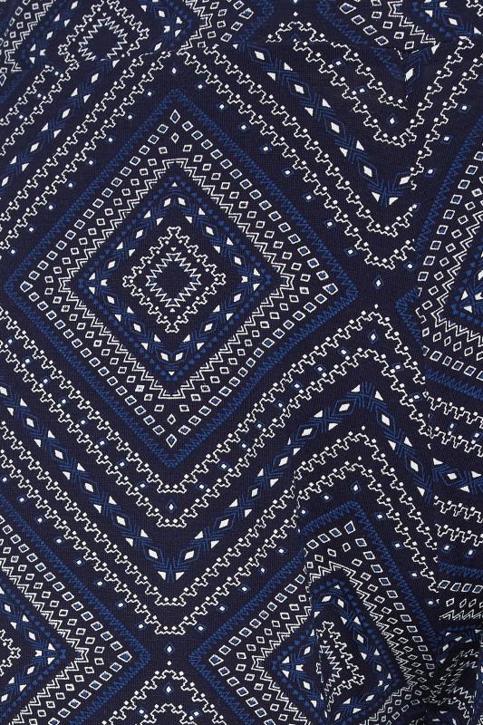 YOURS Plus Size Navy Blue Aztec Print Jersey Shorts | Yours Clothing 4