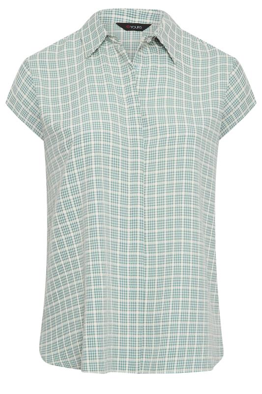 YOURS Plus Size Green Check Print Collared Shirt | Yours Clothing 5