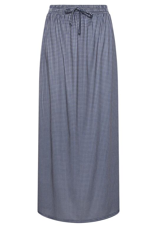 LTS Tall Women's Navy Blue Gingham Shirred Maxi Skirt | Long Tall Sally 5