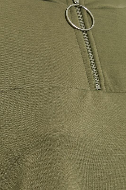 Plus Size Khaki Green 'Live Your Dreams' Zip Detail Hoodie | Yours Clothing 5