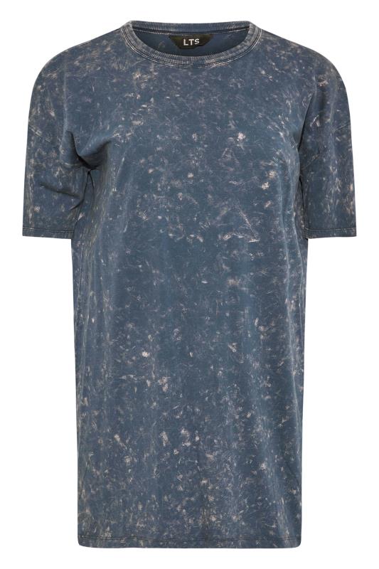 LTS Tall Navy Blue Acid Wash Oversized T-Shirt 5
