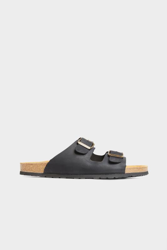 Black Leather Two Buckle Footbed Sandals_A.jpg