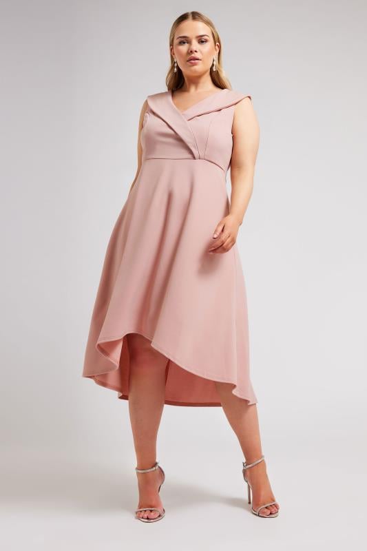 YOURS LONDON Plus Size Pink Tuxedo Style Dress Yours Clothing