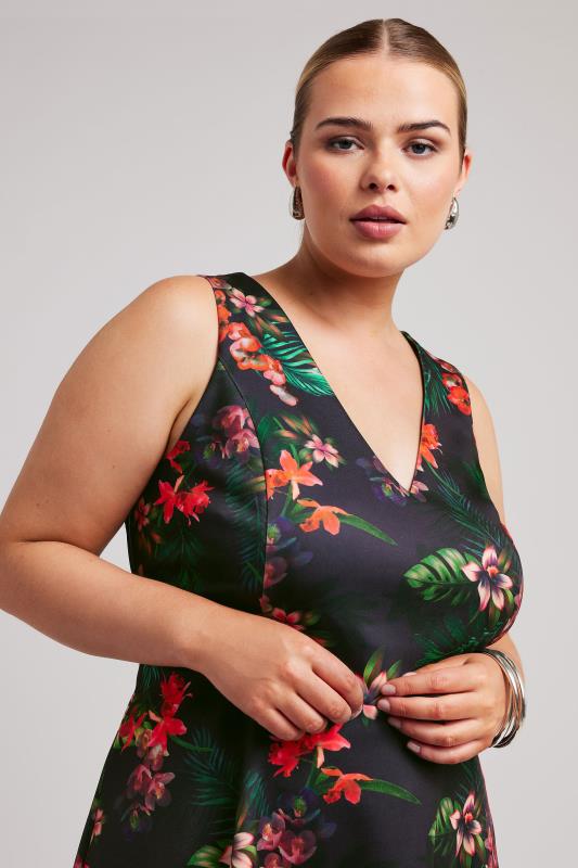 YOURS LONDON Plus Size Purple Tropical Print Peplum Top | Yours Clothing 4