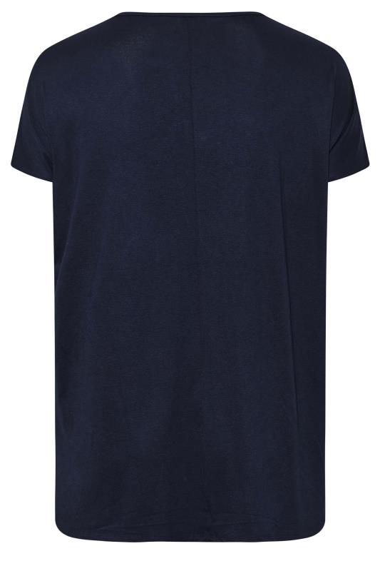 Plus Size Navy Blue Geometric Print Tassel Tie Top | Yours Clothing 6