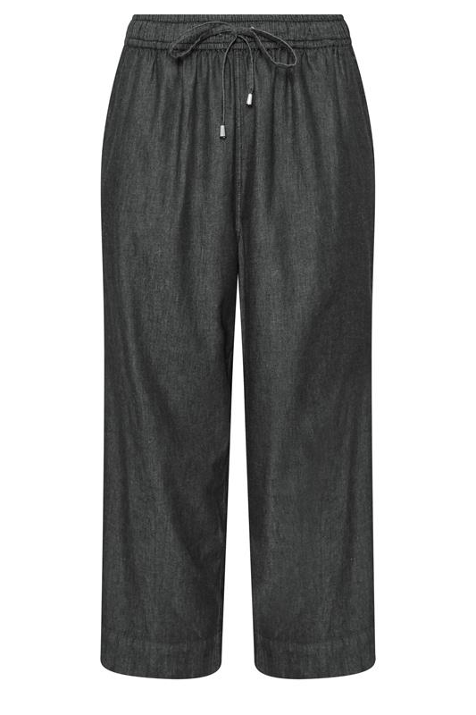 EVANS Plus Size Black Denim Cotton Wide Leg Trouser | Evans 6
