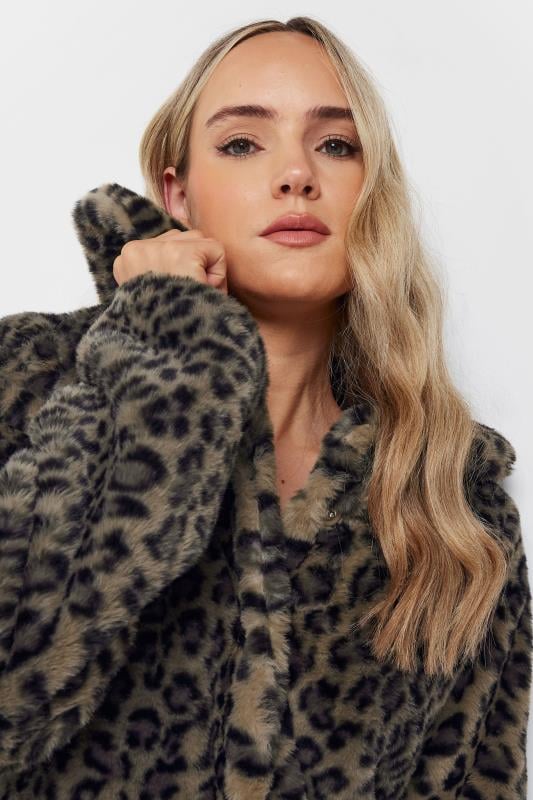 LTS Tall Brown Leopard Print Faux Fur Coat | Long Tall Sally 4