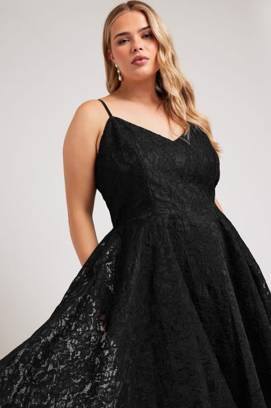 Plus Size  YOURS LONDON Curve Black Lace Midi Prom Dress