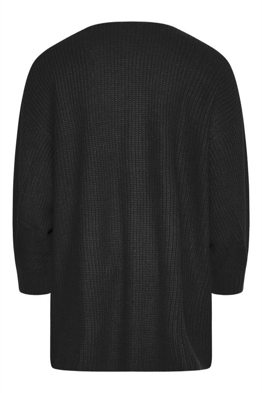 Plus Size Black Pleat Sleeve Knitted Cardigan | Yours Clothing 8