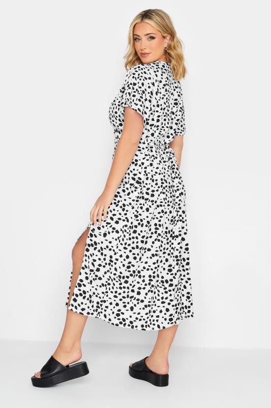 YOURS PETITE Plus Size White Dalmatian Print Midi Tea Dress | Yours Clothing 3