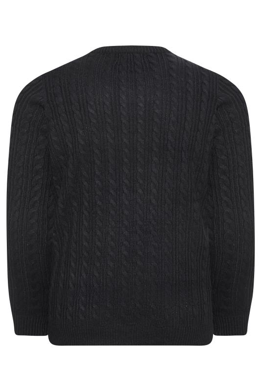 BadRhino Big & Tall Navy Blue Essential Cable Knitted Jumper 4