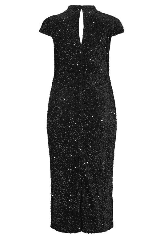 maxi black glitter dress YOURS LONDON Plus Size Velvet Sequin Keyhole family-photos