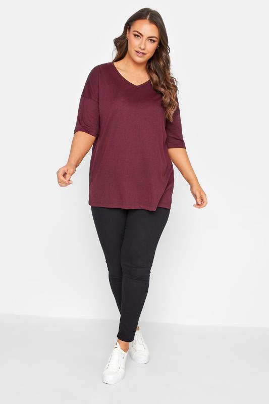3 PACK Plus Size Teal Blue & Berry Red Marl T-Shirts | Yours Clothing 3
