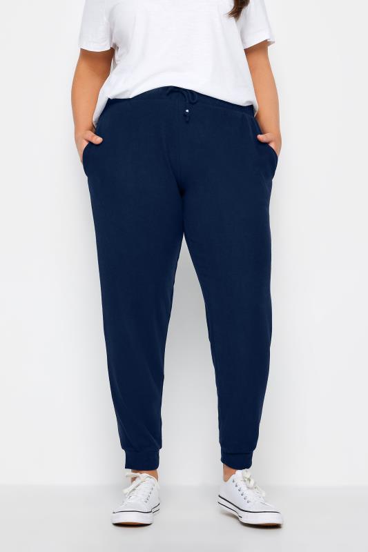 Plus Size  Evans Navy Blue High Waisted Joggers