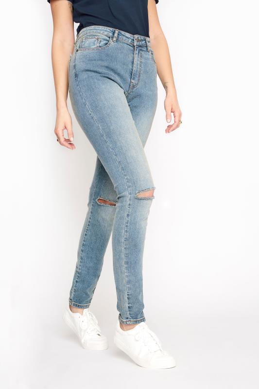 LTS Light Blue Vintage Ripped AVA Skinny Jeans | Long Tall Sally 1