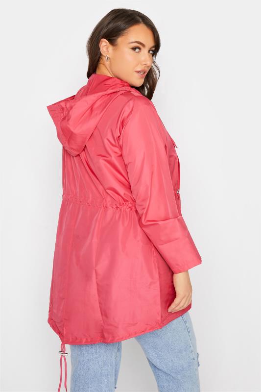 Plus Size Bright Pink Pocket Parka | Yours Clothing 3