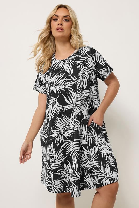  YOURS Robe noire à imprimé jacquard