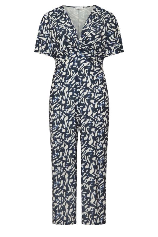 YOURS LONDON Plus Size Black Abstract Print Knot Front Jumpsuit | Yours Clothing 1
