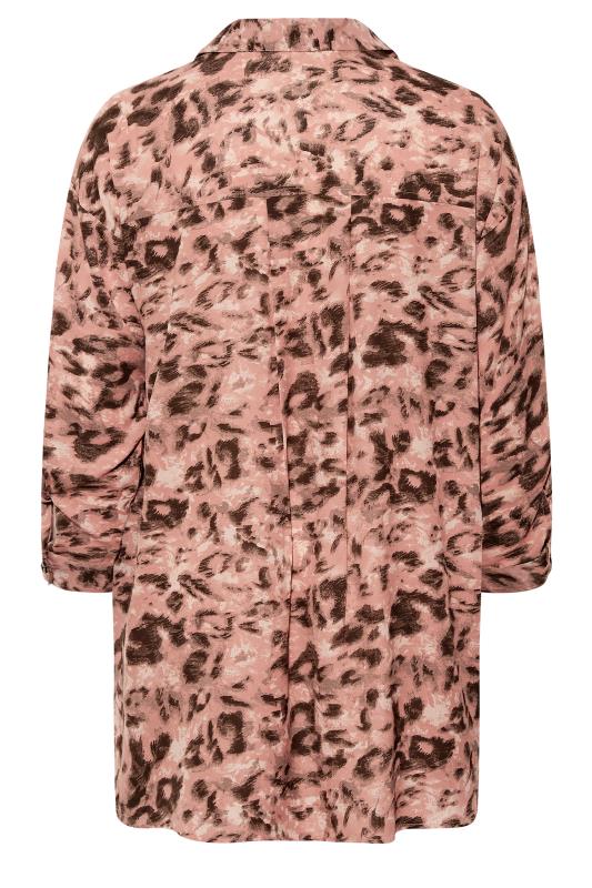 LIMITED COLLECTION Plus Size Pink Leopard Print Utility Pocket Shirt | Yours Clothing 7