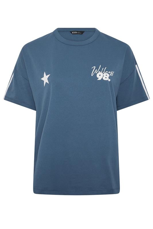 YOURS ACTIVE Plus Size Blue 'Wellness Studio' T-Shirt | Yours Clothing 8