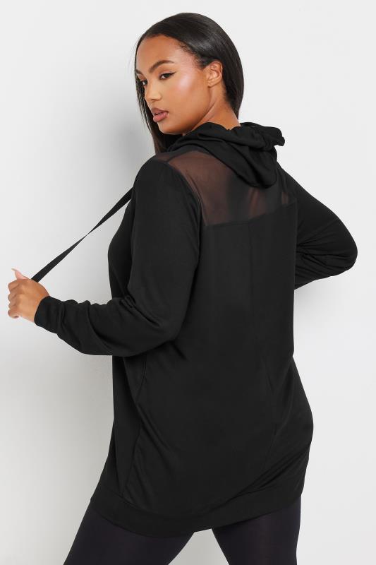 YOURS Plus Size Black Mesh Detailed Hoodie Yours Clothing