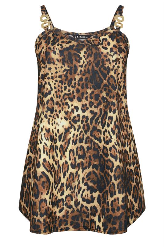 LIMITED COLLECTION Plus Size Brown Leopard Print Chain Strap Cami Top | Yours Clothing 5