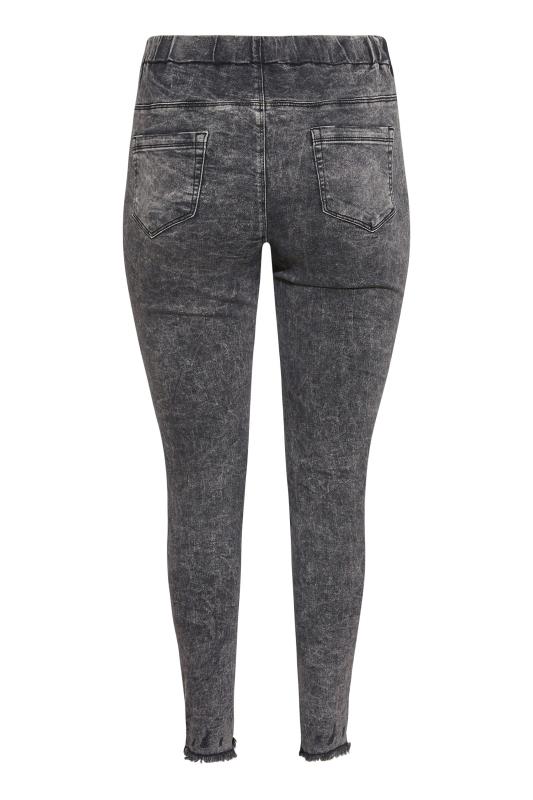 YOURS FOR GOOD Curve Black Acid Wash Ripped Knee JENNY Jeggings 5