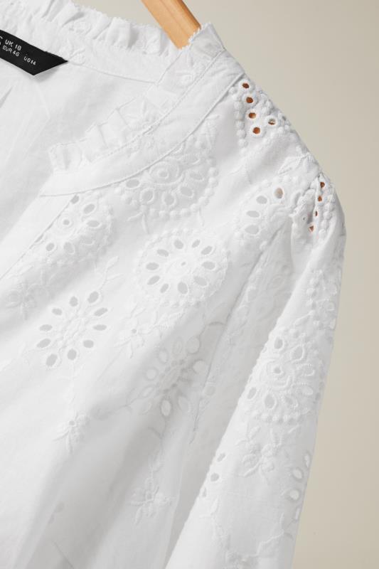 EVANS Plus Size White Broderie Cotton Blouse | Evans 8