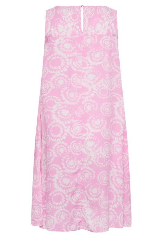 YOURS Curve Plus Size Light Pink Tie Dye Print Swing Dress | Yours Clothing  7