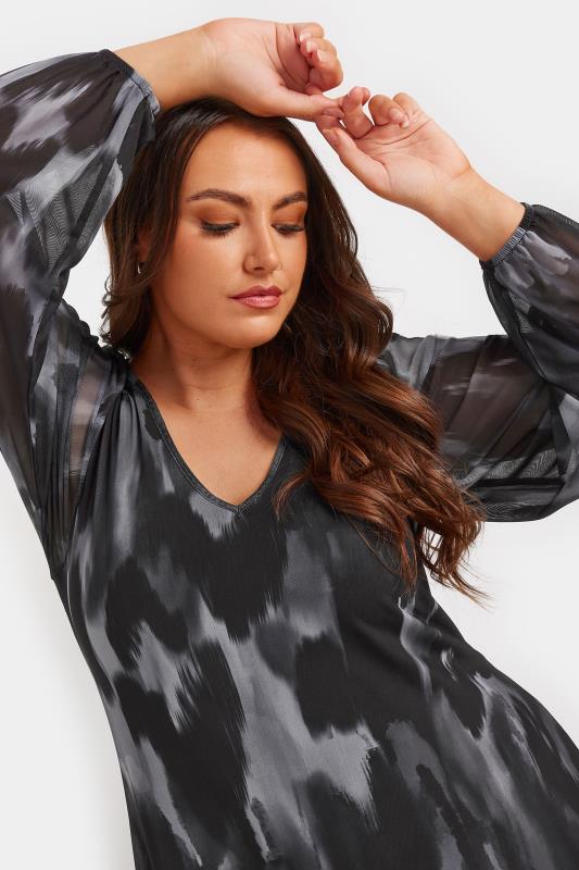 YOURS Plus Size Grey Leopard Print Mesh Maxi Dress | Yours Clothing 4