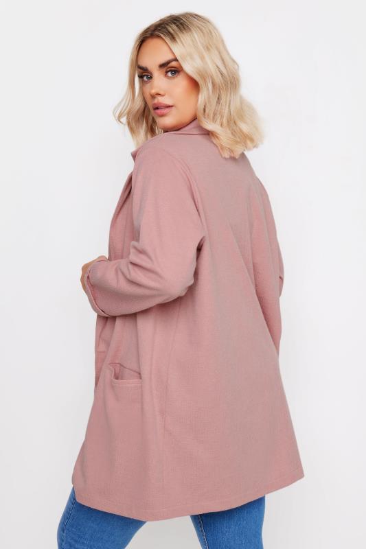YOURS Plus Size Pink Textured Blazer | Yours Clothing  3