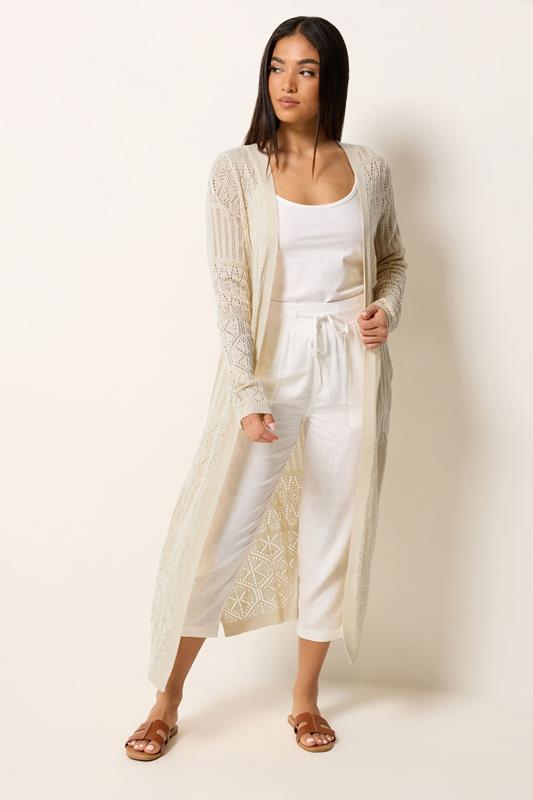 M&Co Petite Natural Brown Pointelle Longline Cardigan | M&Co 1