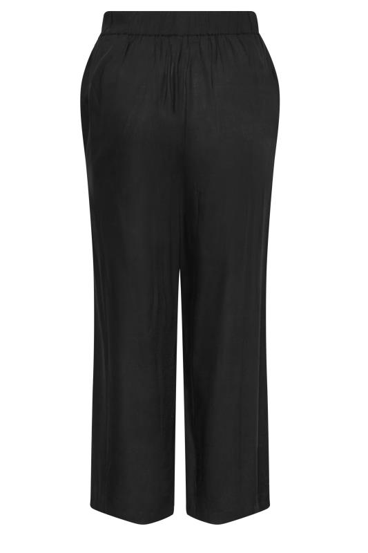 YOURS Plus Size Black Pull-On Wide Leg Trousers | Yours Clothing 6
