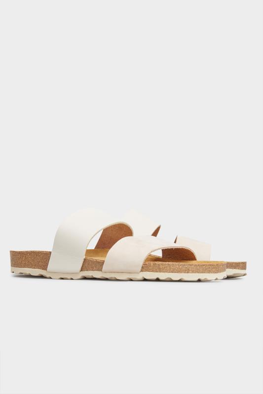 Tall  Off-White Leather Two Strap Footbed Sandals