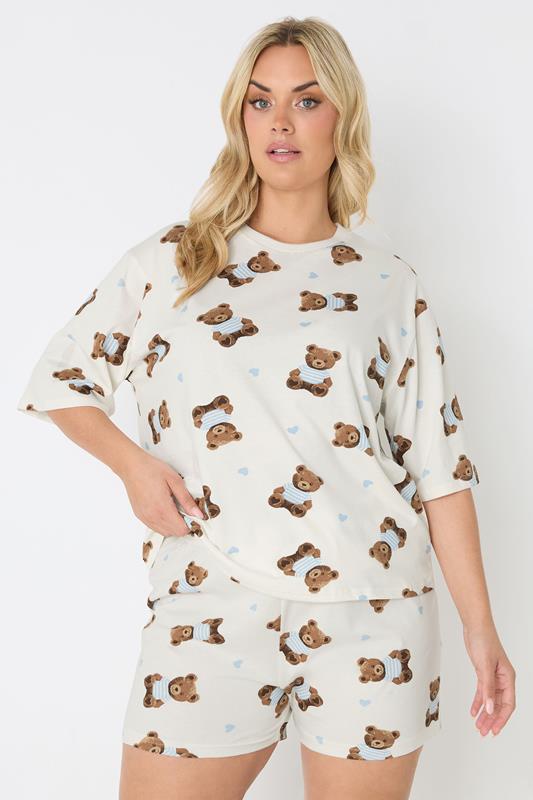  YOURS conjunto de pijama corto teddy blanco marfil